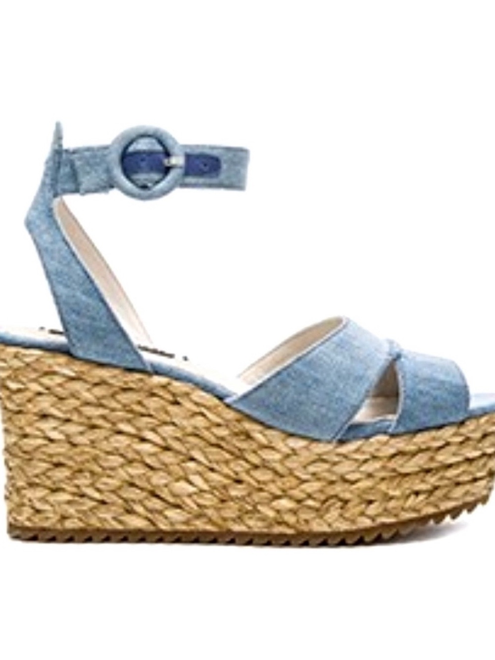 Alice + Olivia Light Blue Denim Slingback Sandals